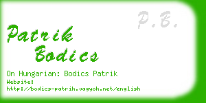 patrik bodics business card